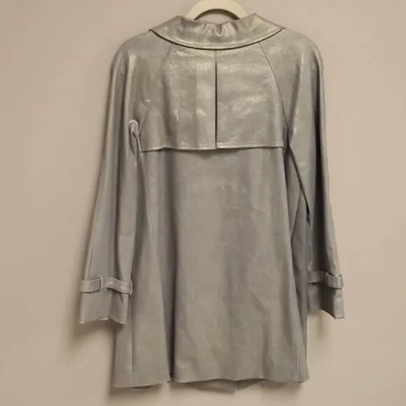 INC Metallic Gold Retro Swing Trench Coat - Size Large - Picture 3 of 7